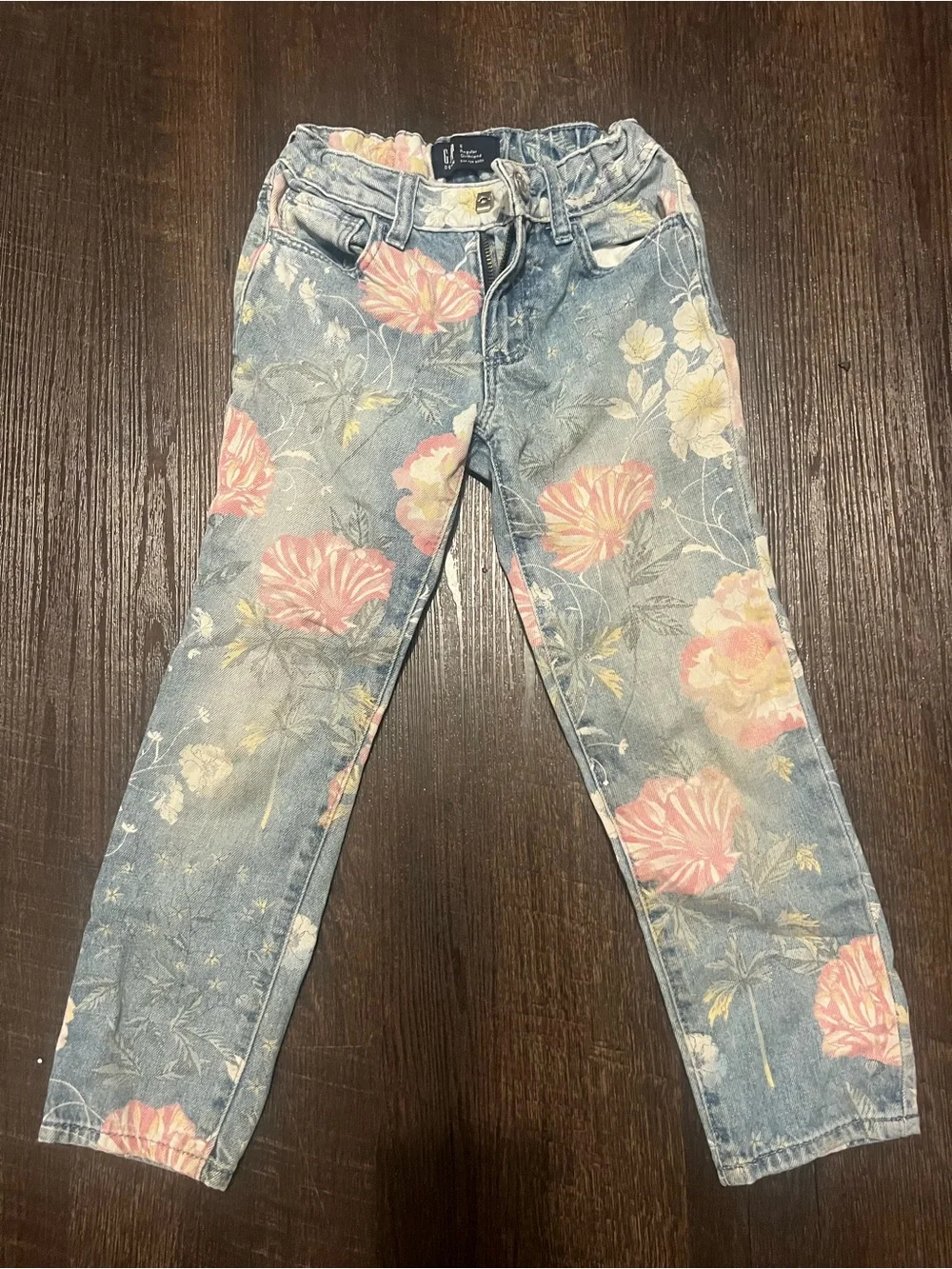GAP Pink Floral Blue Skinny Jeans